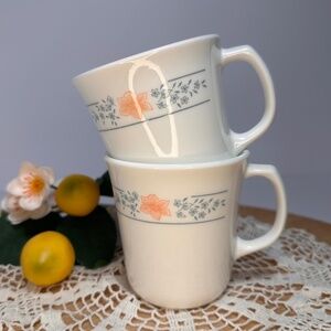 Set of 2 Vintage Corning USA Mugs | Floral Corelle-Style Coffee Cups |